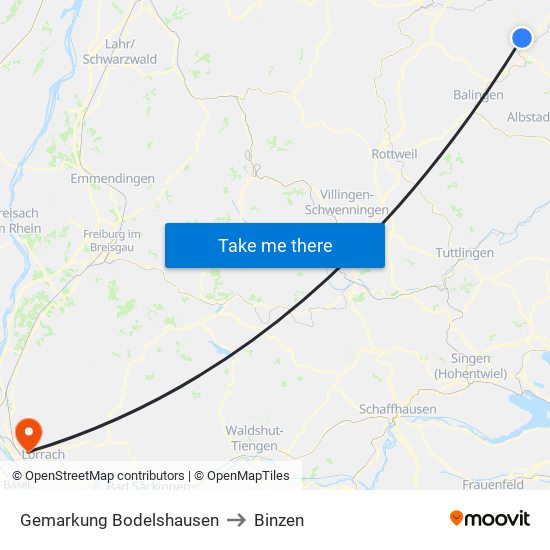 Gemarkung Bodelshausen to Binzen map