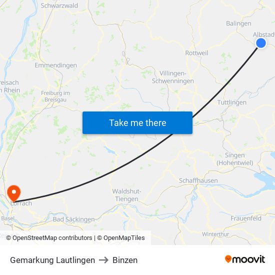 Gemarkung Lautlingen to Binzen map