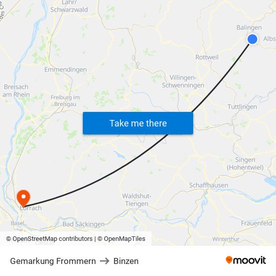 Gemarkung Frommern to Binzen map