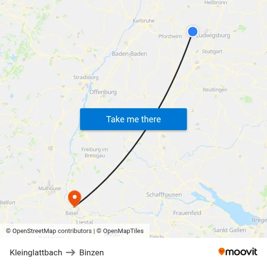 Kleinglattbach to Binzen map