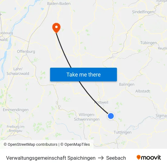 Verwaltungsgemeinschaft Spaichingen to Seebach map