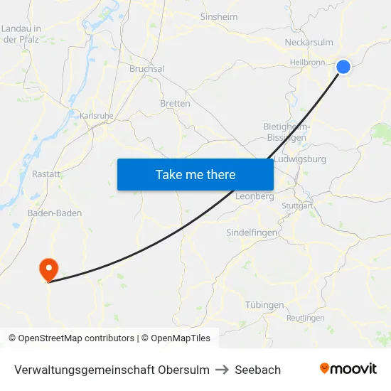 Verwaltungsgemeinschaft Obersulm to Seebach map