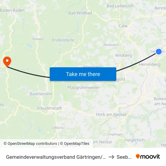 Gemeindeverwaltungsverband Gärtringen/Ehningen to Seebach map