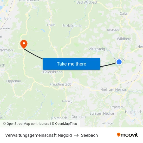 Verwaltungsgemeinschaft Nagold to Seebach map