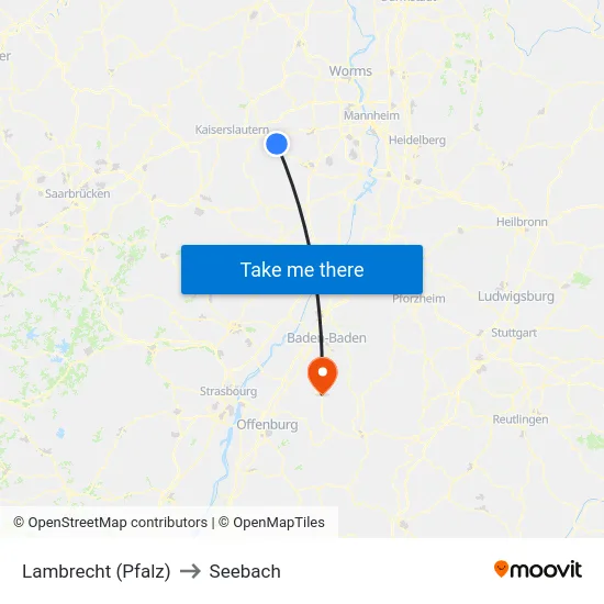 Lambrecht (Pfalz) to Seebach map
