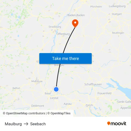 Maulburg to Seebach map