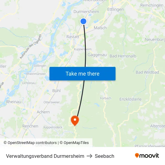 Verwaltungsverband Durmersheim to Seebach map