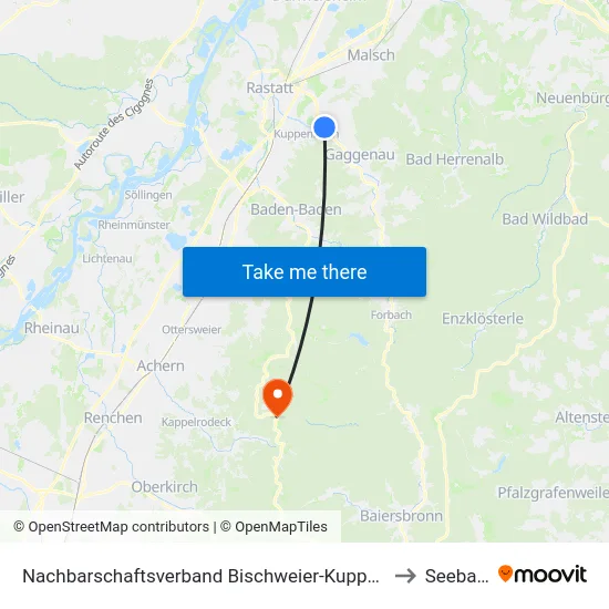 Nachbarschaftsverband Bischweier-Kuppenheim to Seebach map