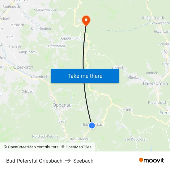 Bad Peterstal-Griesbach to Seebach map
