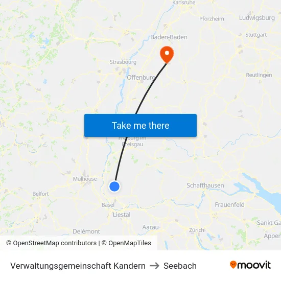 Verwaltungsgemeinschaft Kandern to Seebach map