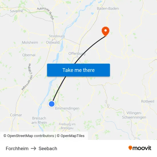 Forchheim to Seebach map