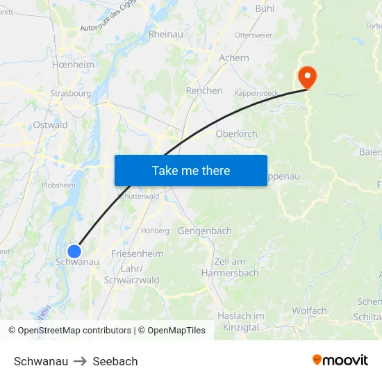 Schwanau to Seebach map