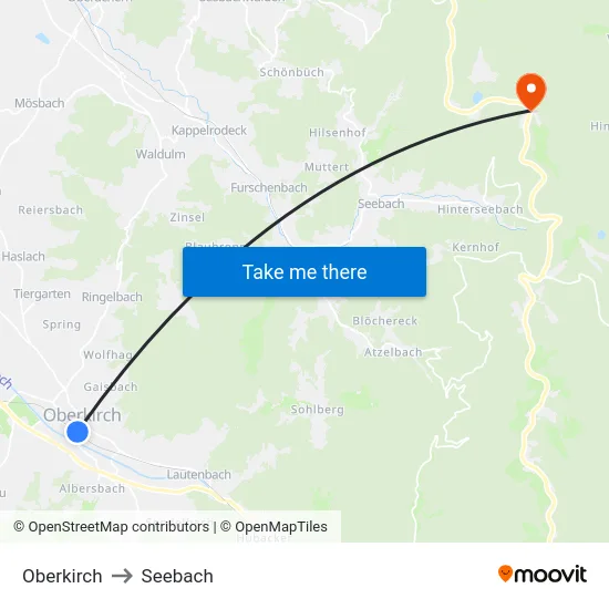 Oberkirch to Seebach map