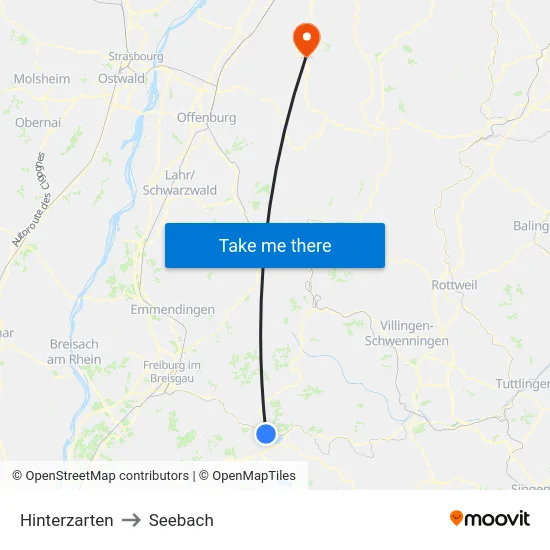 Hinterzarten to Seebach map