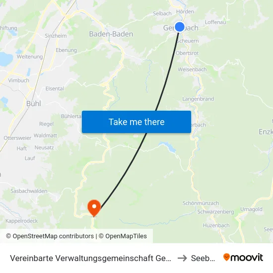 Vereinbarte Verwaltungsgemeinschaft Gernsbach to Seebach map