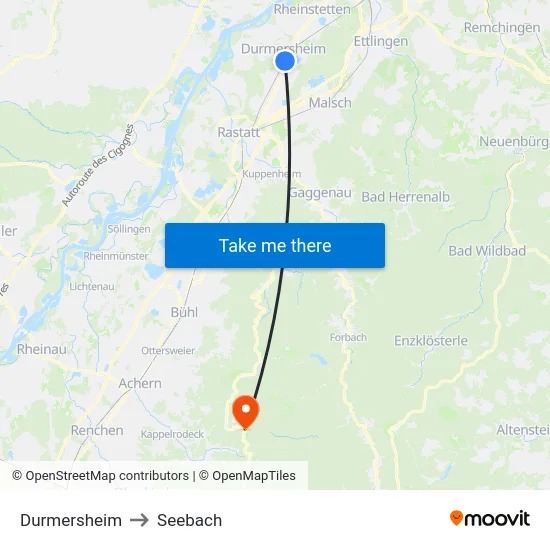 Durmersheim to Seebach map
