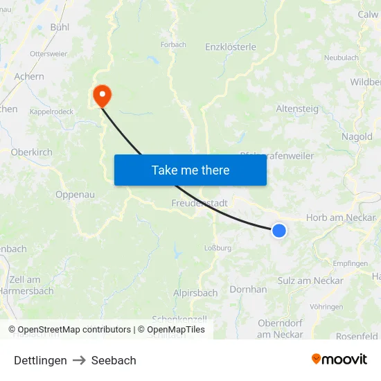 Dettlingen to Seebach map