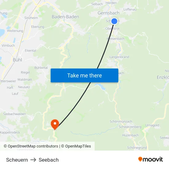 Scheuern to Seebach map