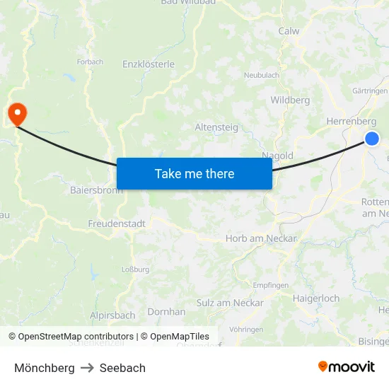Mönchberg to Seebach map