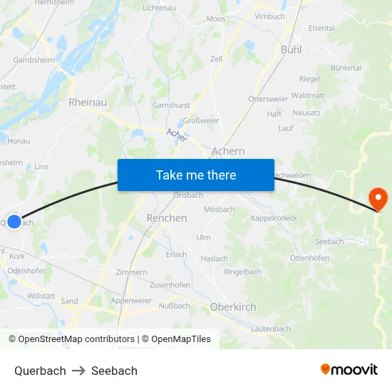 Querbach to Seebach map