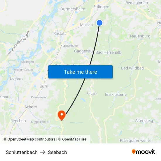 Schluttenbach to Seebach map