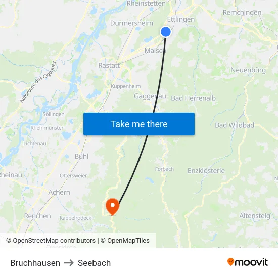 Bruchhausen to Seebach map