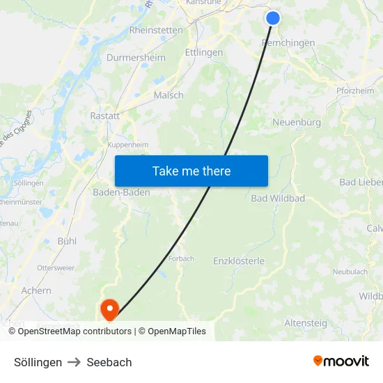 Söllingen to Seebach map