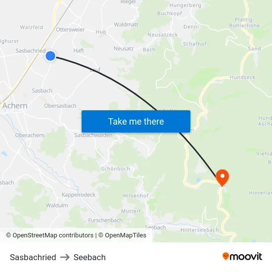 Sasbachried to Seebach map