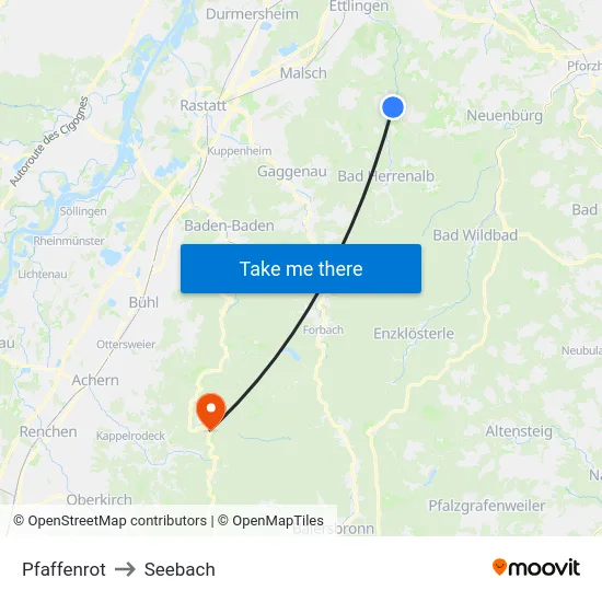 Pfaffenrot to Seebach map