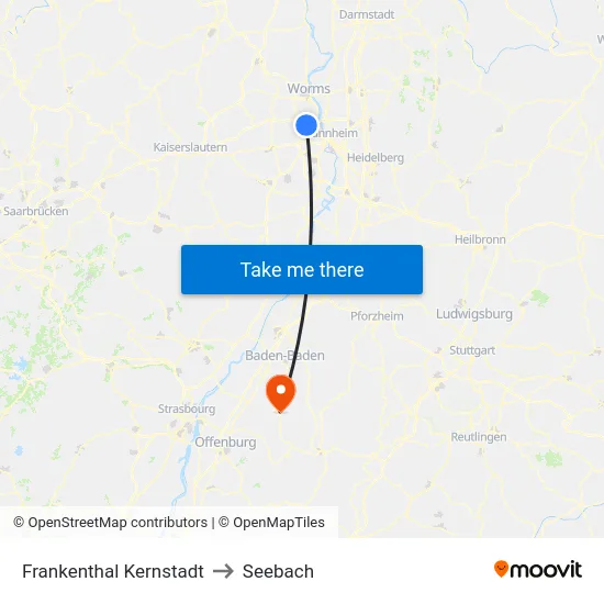 Frankenthal Kernstadt to Seebach map
