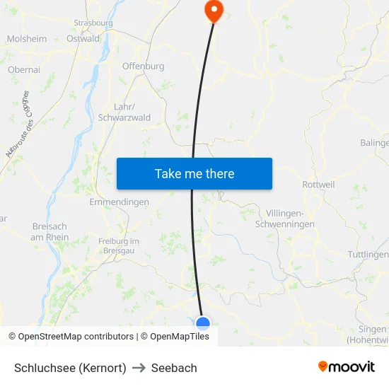 Schluchsee (Kernort) to Seebach map