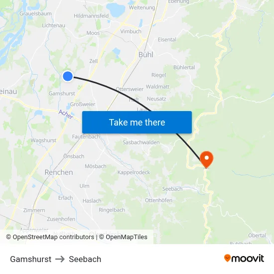 Gamshurst to Seebach map