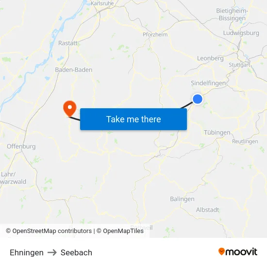 Ehningen to Seebach map
