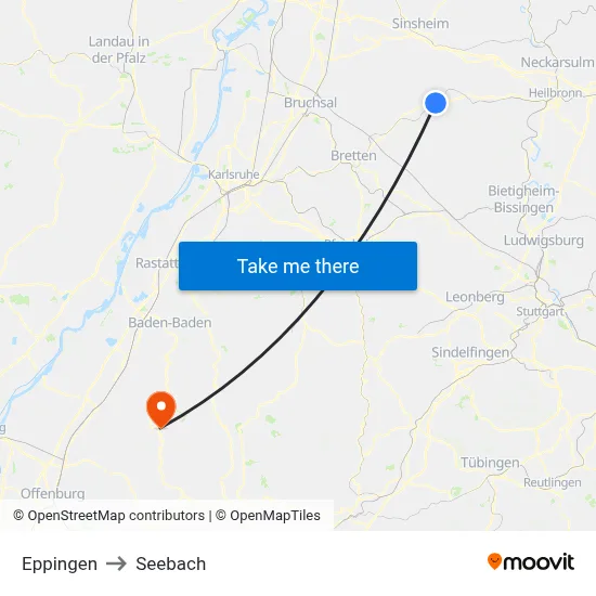 Eppingen to Seebach map