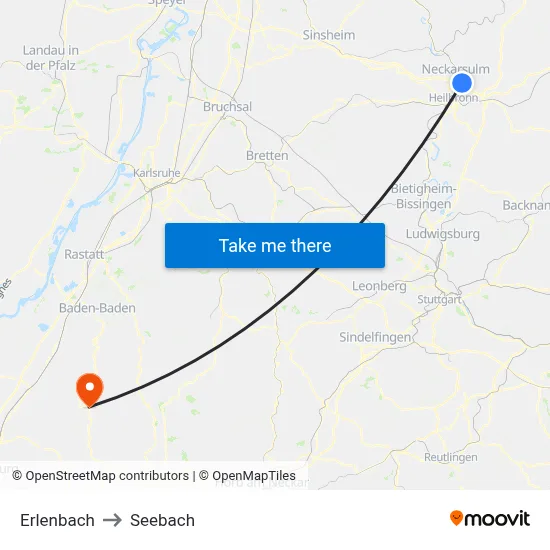 Erlenbach to Seebach map