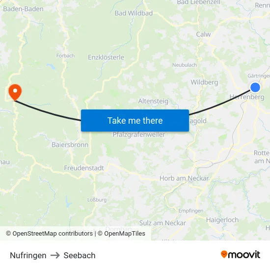 Nufringen to Seebach map