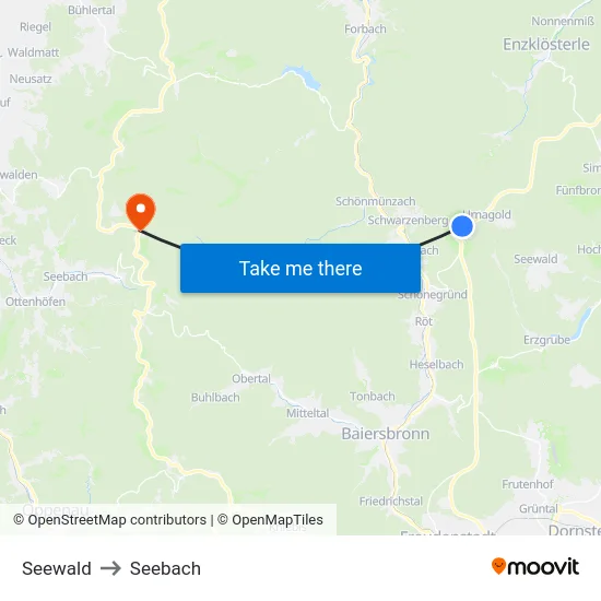 Seewald to Seebach map
