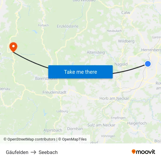 Gäufelden to Seebach map