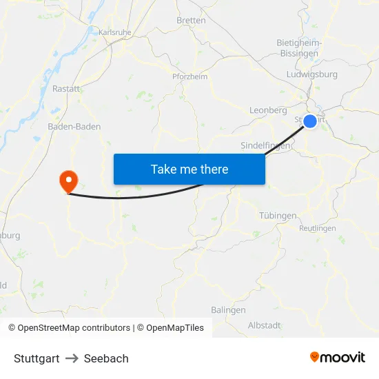 Stuttgart to Seebach map