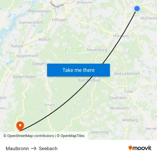 Maulbronn to Seebach map