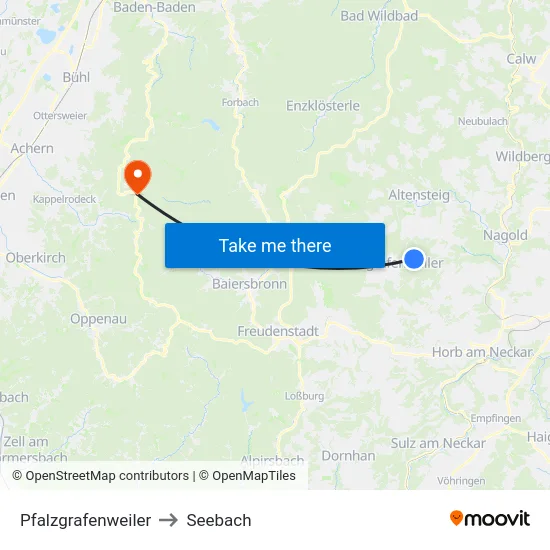 Pfalzgrafenweiler to Seebach map