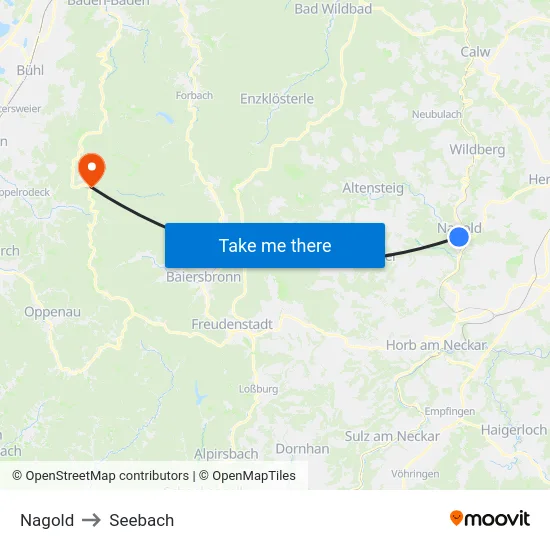 Nagold to Seebach map