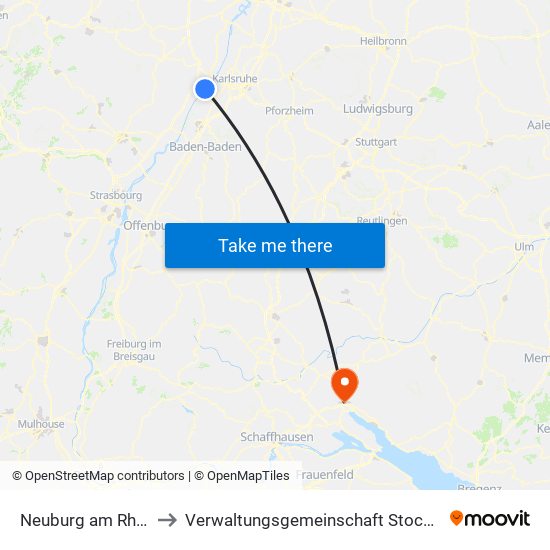 Neuburg am Rhein to Verwaltungsgemeinschaft Stockach map