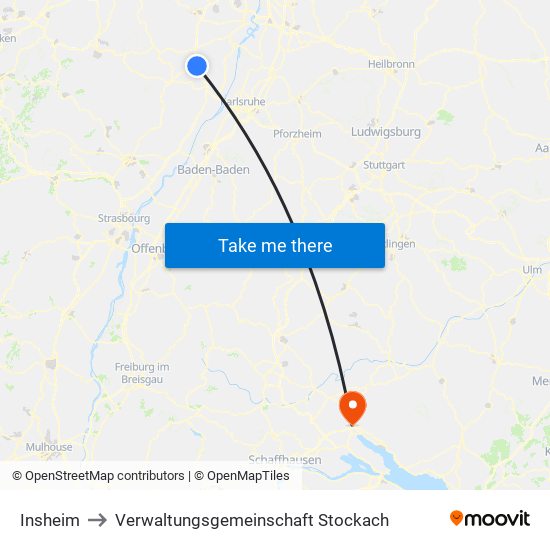 Insheim to Verwaltungsgemeinschaft Stockach map