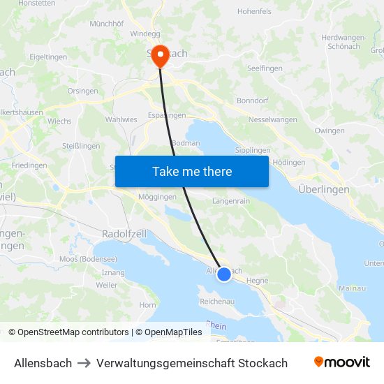Allensbach to Verwaltungsgemeinschaft Stockach map