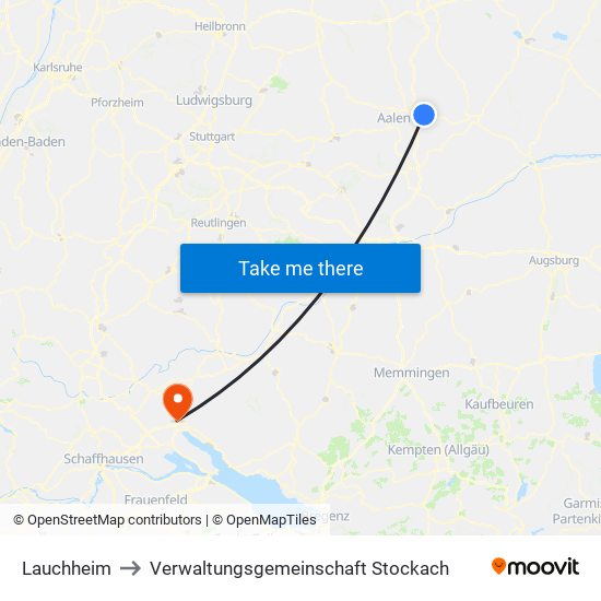 Lauchheim to Verwaltungsgemeinschaft Stockach map