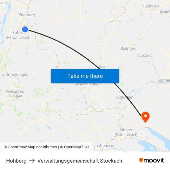 Hohberg to Verwaltungsgemeinschaft Stockach map