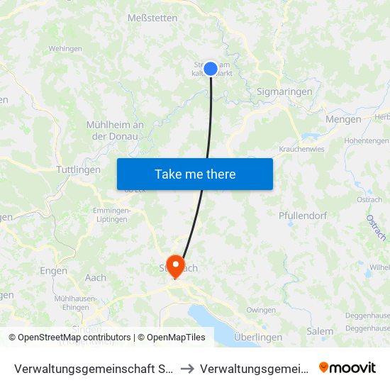 Verwaltungsgemeinschaft Stetten am Kalten Markt to Verwaltungsgemeinschaft Stockach map