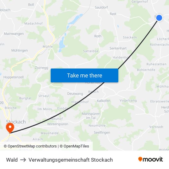 Wald to Verwaltungsgemeinschaft Stockach map