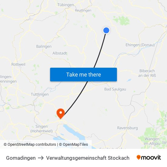 Gomadingen to Verwaltungsgemeinschaft Stockach map